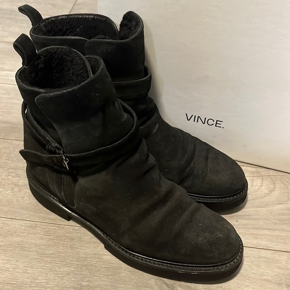 VINCE. Claudia Suede and Shearling Boot - Picture 6 of 14
